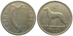 Ancient Coins - Ireland Sixpence / Wolfhound