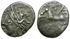 Ancient Coins - Ancient France. Celtic Gaul. Aedui or Lingones Tribe Kaletedou type AR Quinarius