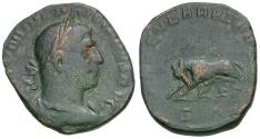 Ancient Coins - Philip I (AD 244-249). Ludi Saeculares (Secular Games) issue Æ Sestertius / Wolf and Twins