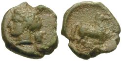 Ancient Coins - Siculo-Punic. Carthaginians in Sicily Æ17 / Free Horse