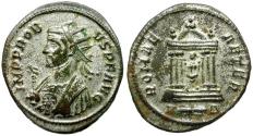 Ancient Coins - Probus (AD 276-282) Silvered Æ Antoninianus / Temple