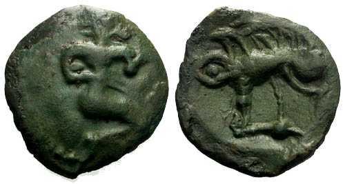 Ancient Coins - VF/VF Rare Bellovaci Bronze Class IIIc