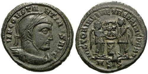 Ancient Coins - VF Constantine I Follis / Two Victories / R3