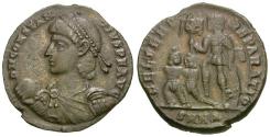 Ancient Coins - Constantius II (AD 337-361) Æ Half Centenionalis / Emperor with Captives