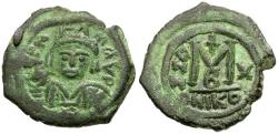Ancient Coins - *Sear 512* Byzantine Empire. Maurice Tiberius (AD 582-602) Æ Follis