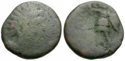 Ancient Coins - Sicily. Aitna Æ19 / Warrior