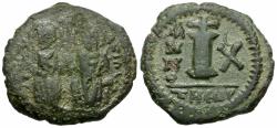 Ancient Coins - *Sear 383* Byzantine Empire. Justin II (AD 565-578) with Sophia Æ Decanummium