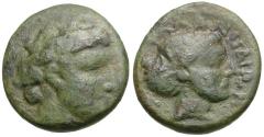 Ancient Coins - Thessaly. Phalanna Æ16 / Nymph