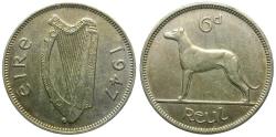 Ancient Coins - Ireland Sixpence / Wolfhound