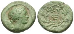Ancient Coins - Mysia. Kyzikos Æ19 / Ethnic within Wreath