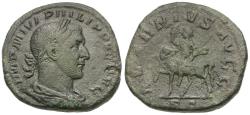 Ancient Coins - Philip I (AD 244-249) Æ Sestertius / Emperor on Horseback