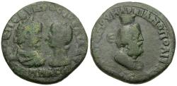 Ancient Coins - Septimius Severus (AD 193-211) with Julia Domna. Moesia Inferior. Marcianopolis. Flavius Ulpianus, legatus consularis Æ27 / Serapis