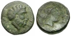 Ancient Coins - Thessaly. Phalanna Æ14 / Nymph