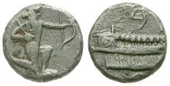 Ancient Coins - Phoenicia. Sidon. Ba`alillem (Sakton) II (401-365 BC) AR 1/32 Shekel / Great King