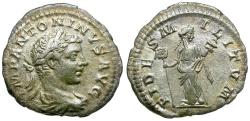 Ancient Coins - Elagabalus (AD 218-222) AR Denarius / Fides
