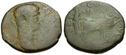Ancient Coins - Trajan (AD 98-117). Phoenicia. Berytus Æ27 / Colonist Ploughing