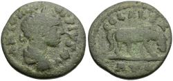 Ancient Coins - Elagabalus (AD 218-222). Troas. Alexandreia Æ23 / Horse