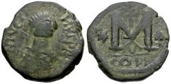 Ancient Coins - *Sear 62* Byzantine Empire. Justin I (AD 518-527) Imitative Æ Follis
