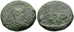 Ancient Coins - Severus Alexander (AD 222-235). Phoenicia. Akko-Ptolemais Æ21 / Emperor Crowned by Serapis