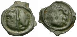 Ancient Coins - Ancient France. Celtic Gaul. Lingones Tribe Potin / Janiform