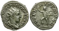 Ancient Coins - Philip II (AD 247-249) AR Antoninianus / Sol