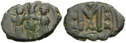 Ancient Coins - *Sear 811* Byzantine Empire. Heraclius (AD 610-641) with Heraclius Constantine and  and Heraclonas Æ Follis