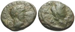 Ancient Coins - Macrinus (AD 217-218). Mesopotamia. Nisibis Æ17 / Tyche