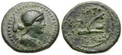 Ancient Coins - Sicily. Kentoripai Æ Hexas / Plow