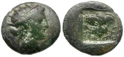 Ancient Coins - Caria. Rhodos Æ13 / Helios and Rose