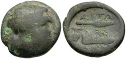 Ancient Coins - Aetolia. Aetolian League Æ17 / Spearhead and Jawbone