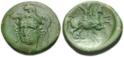 Ancient Coins - Thessaly. Pharsalos Æ21 / Horseman with Mace
