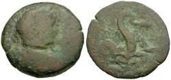 Ancient Coins - Hadrian (AD 117-138). Egypt. Alexandria Æ Diobol / Agathodaemon