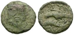Ancient Coins - Moesia Inferior. Istros Æ11 / Eagle on Dolphin