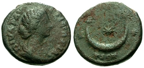 Ancient Coins - aVF/aVF Diva Faustina II AS / Crescent and Stars