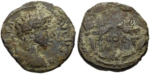Ancient Coins - aVF/aVF Geta AE22 / Heliopolis COL HEL