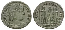 Ancient Coins - Constantine I the Great (AD 310-337) Æ3 / Soldiers and Standard