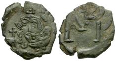 Ancient Coins - *Sear 1004* Byzantine Empire. Constans II (AD 641-668) Æ Follis / Flip Overstrike