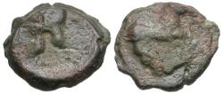 Ancient Coins - Sicily. Entella. Campanian Mercenaries Æ19 / Helmet
