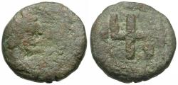 Ancient Coins - Judaea. Gaza. Pseudo-autonomous Æ18 / Marnas symbol