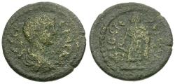 Ancient Coins - Geta (AD 209-211). Lydia. Dioshieron Æ17 / Asklepios