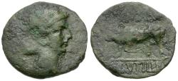 Ancient Coins - Gaul. Uncertain mint (Reims?). In the name of Germanus Indutilli L(ibertus) Æ Semis / Bull