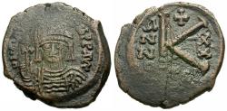 Ancient Coins - *Sear 509* Byzantine Empire. Maurice Tiberius (AD 582-602) Æ Half Follis