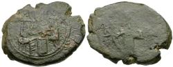 World Coins - Norman Kings of Sicily. Roger II (AD 1130-1154) Æ Follaro / Christ Enthroned