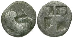 Ancient Coins - Ionia. Klazomenai AR Obol / Winged Boar