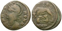 Ancient Coins - Constantine I the Great. Constantinople Commemorative Æ3 / Wolf and Twins