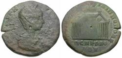 Ancient Coins - Julia Paula (AD 219-220). Thrace. Philippopolis Æ28 / Temple in Perspective