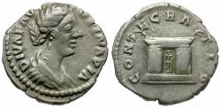 Ancient Coins - Diva Faustina II (died AD 175/6) AR Denarius / Altar