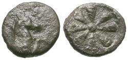 Ancient Coins - Aeolis. Kyme AR Hemiobol / Flower