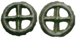 Ancient Coins - Ancient France. Celtic Gaul. Cast Potin Wheel Money