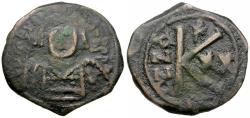 Ancient Coins - *Sear 497* Byzantine Empire. Maurice Tiberius (AD 582-602) Æ Half Follis